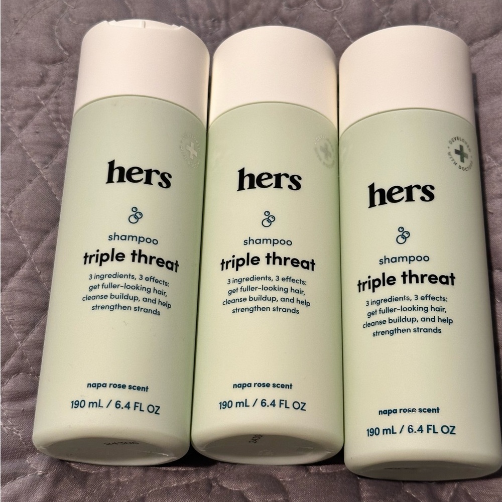 Hers Triple Threat Shampoo - Napa Rose Scent, 3 bottles, 6.4 oz each